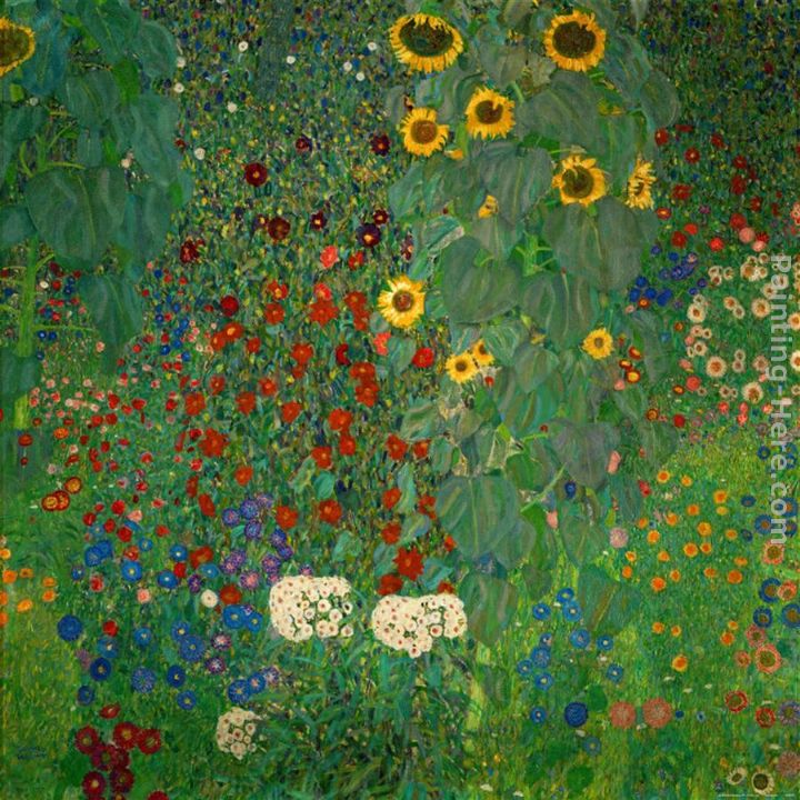Farm Garden with Sunflowers painting - Gustav Klimt Farm Garden with Sunflowers art painting